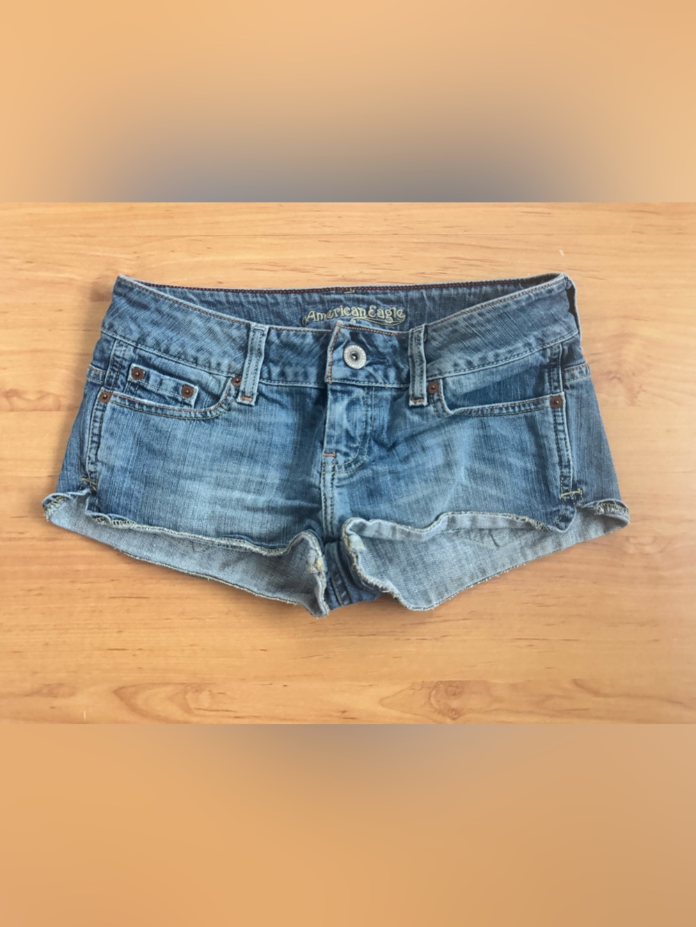 Vintage 2008 American Eagle Ultra Low Rise Split Hem Women’s Jean Shorts - 2 Y2K